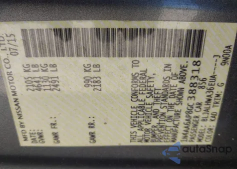 2016 Nissan Maxima 3.5 Platinum from USA, damaged, VIN 1N4AA6AP8GC388318